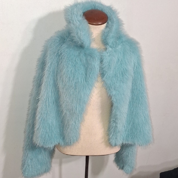 SHEIN Jackets & Blazers - SHEIN /Light Aqua Blue Teddy Jacket- W Sz Medium